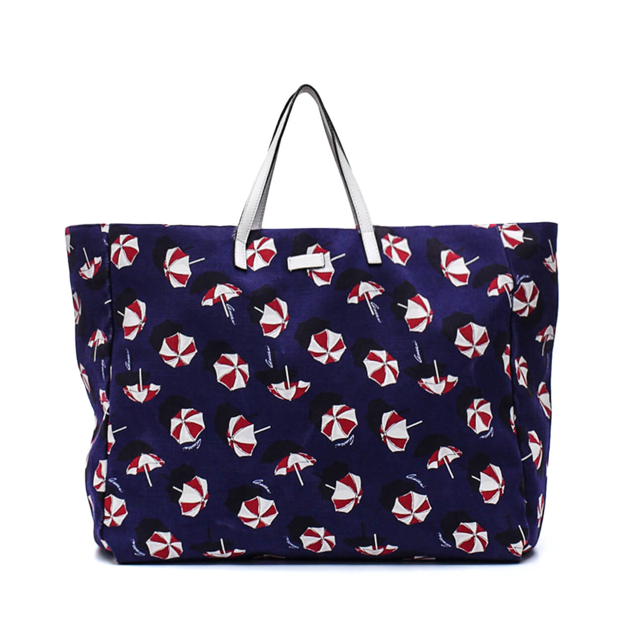 Gucci- Blue Canvas Umbrella Parasol Print Shopping Tote Bag 